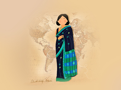Travel around the world in Saree fashionillustration maps saree traveling world