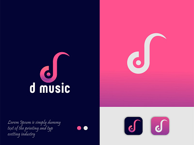 Initial letter d music logo creative logo design handwritten logo illustration logo logo design minimalist logo modern logo ui unique logo