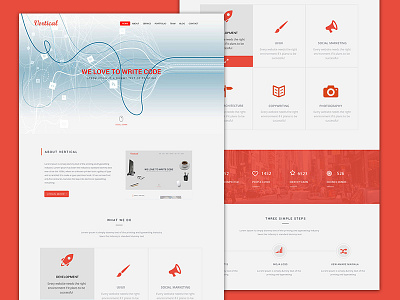Vertical Webpage Design clean dashboard flat icons minimal psd ui web webdesign webpage website