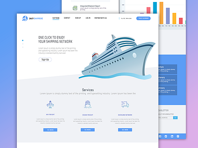 Shipperz Website blue clean flat icons landing minimal web web design webpage website white