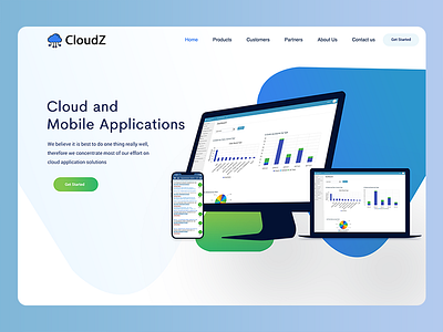CloudZ Web App blue clean cloud icon interface material product design ui ux web web design