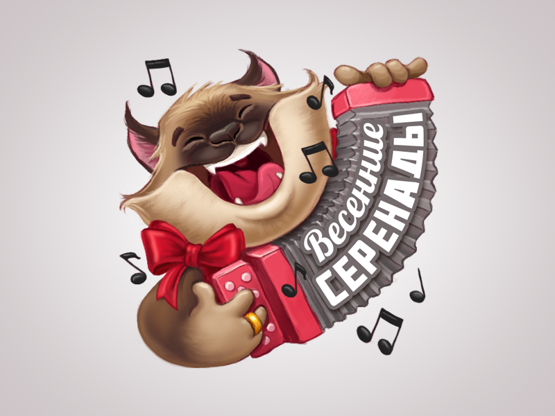 The March cat march sing bow accordion cat