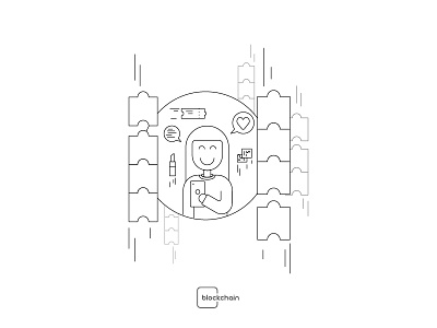 Blockchain folks - 02 bitcoin block blockchain icon line linework logo minimal