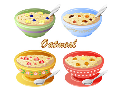 Oatmeal icon set