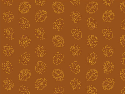 Walnuts seamless pattern on brown background