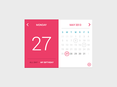 My Birfday Calendar birfday calendar flat free freebie pink psd rebound red schedule ui