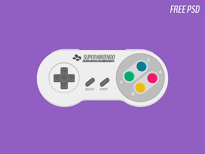 Super Nintendo Controller 1990s blue conroller entertainment flat free freebie games gray green icon illustration pink psd psddd rebound super nintendo system yellow