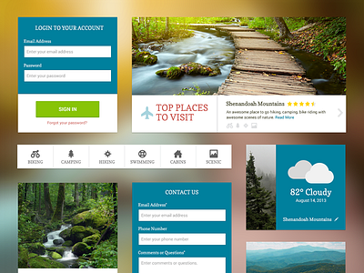UI Kit – Free PSD forest form free green icons login navigation park psd psddd ui kit weather