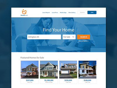 Homes homepage homes houses redesign ui website