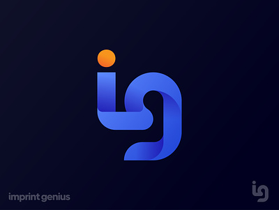 Imprint Genius Logo blue branding clean color gradient icon logo orange tech technology typography vector