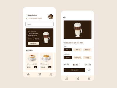 Coffee Shop App ☕️ animation app design mobile ui vector