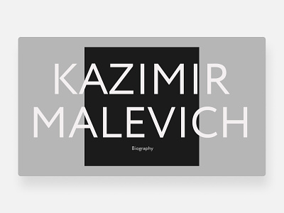 Main screen for a Biographical site artist design landing malevich typography ui