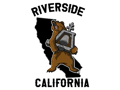 Riverside California grizzly bear design branding california design grizzly bear bell logo riverside vector