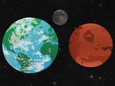 Earth/Moon/Mars Illustrations