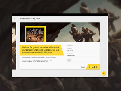 Daily UI 002 :: Credit Card Checkout :: NationalGeo Subscription