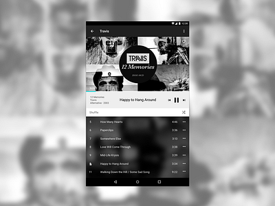 Daily UI 009 :: Music Player :: Travis daily ui material design music music player tablet ui