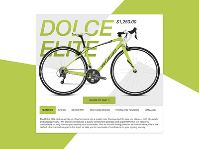 Daily UI 012 :: E-Commerce Shop :: Dolce Elite bike cycling dailyui ecommerce shop ui