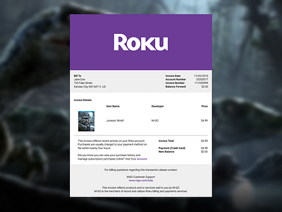 Daily UI 017 :: E-mail Receipt :: Roku daily ui email email receipt receipt rental roku ui