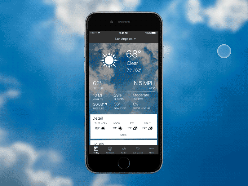 1Weather Today Screen app ios scrolling today weather