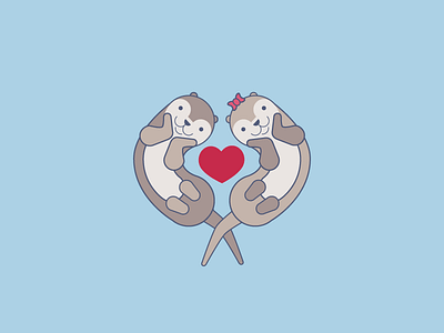 You Otter Know animal cute illustration otter valentines vector