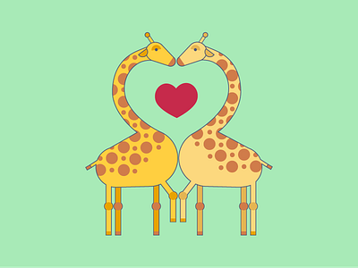 Giraffe Love animal giraffe illustration valentines vector