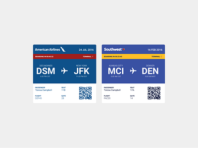 Daily UI 024 :: Boarding Pass :: Airlines airlines airplane american airlines boarding boarding pass daily ui flying southwest airline ui