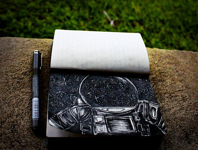 Astronaut astronaut pen pen and ink stars