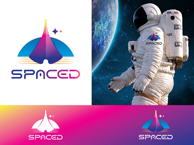 Spaced Logo Design astronaut branding concept design galaxy idea logo logo design logo designer logo designer in nepal logo mark symbol nepal nepali process rocket logo space spaced spaced challenge stars typography