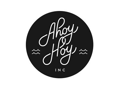 Ahoy Hoy logo black and white hand lettering logo
