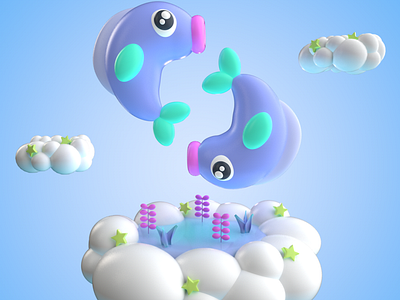 Pisces 3d 3d art 3d artist 3d illustration 3d modeling character character design design illustration zodiac