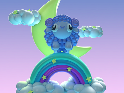 Aries 3d 3d art 3d artist 3d illustration 3d modeling character character design design illustration rainbow