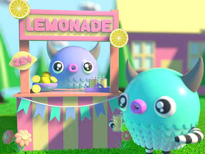 Lemonade Stand 3d 3d art 3d artist 3d illustration 3d modeling character character design design illustration monster