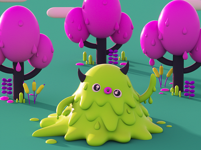 Drawlloween 2019 - Oozing Slime 3d 3d art 3d artist 3d illustration 3d modeling character character design halloween illustration monster