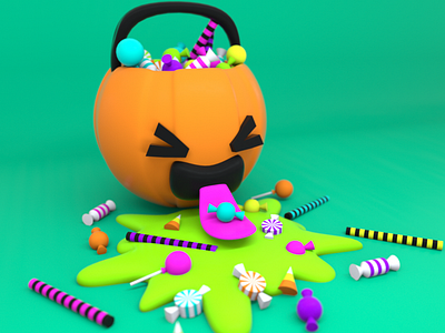 Drawlloween 2019 - Candy Vomit 3d 3d art 3d artist 3d illustration 3d modeling character character design design halloween illustration