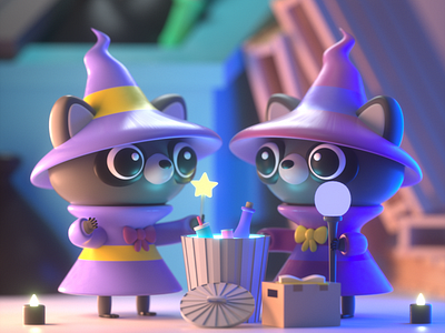 Drawlloween 2020 - Wizard 3d 3d art 3d artist 3d illustration 3d modeling animals character character design design illustration