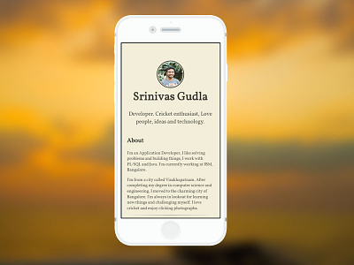 Srinivasgudla.in landing page mobile first personal web site