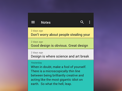 Noted android material notes shadows sketch ui