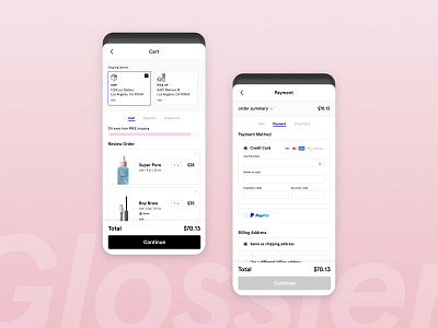 Credit Card Checkout @ Glossier beauty ui daily ui