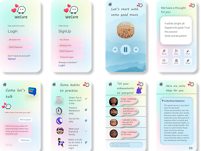 Mental Health UI design branding design app illustration mental health mental health awareness motivation music app ui uidesign user interface design
