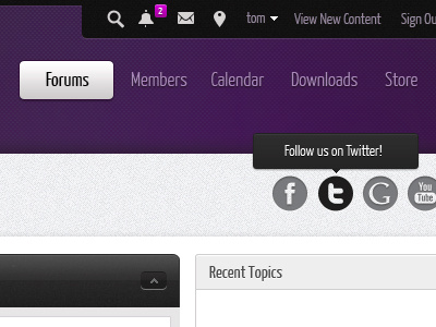 Forum Header UI Rebound background font icons pink social texture