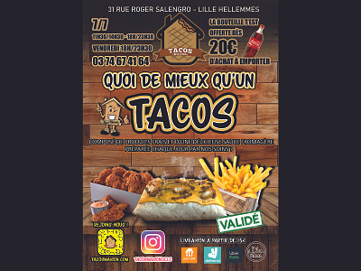 Flyer for French Tacos fast-food design illustration