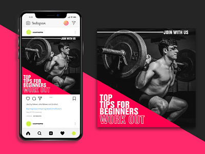 Instagram Post/Gym & Fitness banner instagram instagram post design instagram post template web banner