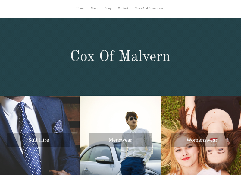 Cox Of Malvern Clothing Shop Redesign by Scott Andrews on Dribbble