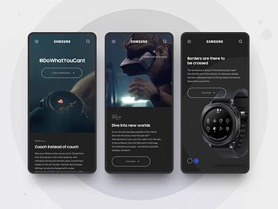 Samsung DoWhatYouCant Campaign #2 campaign dark ui design dowhatyoucant experience gear sport grey hero microsite mobile product video samsung sport typography ui ux user experience user interface video vr watch