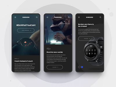 Samsung DoWhatYouCant Campaign #2 campaign dark ui design dowhatyoucant experience gear sport grey hero microsite mobile product video samsung sport typography ui ux user experience user interface video vr watch