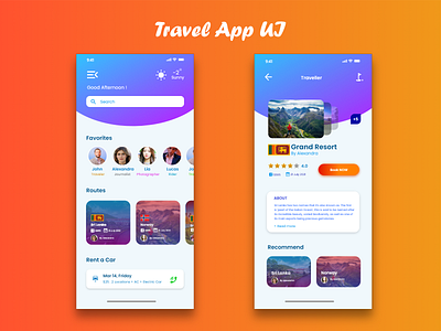 Travel Booking App UI app design illustration ui ux