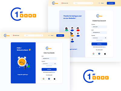 Sign-in and Sign-up Screens for a website app design illustration login registration sign in sign up signup ui ux web welcome