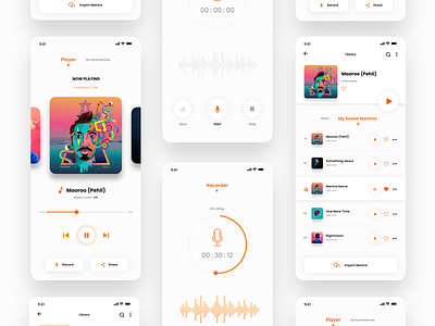 Music Player & Recorder app artist audio design illustration library music music player player record recorder songs ui ux