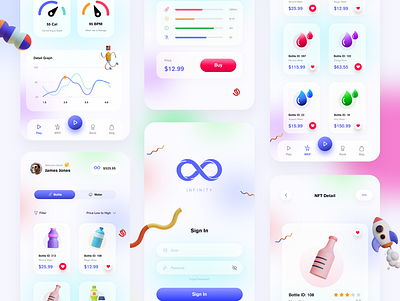 NFT App app currency design glass glass ui glassmorphism illustration nft nft app ui ux