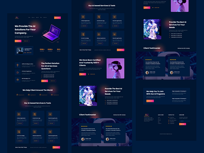 AI Company Landing Page ai ai company ai develop ai technology artificial intelligence artificial intelligence company artificial intelligence services company dark design dark theme dark webpage design illustration landing page services technology ui ux web